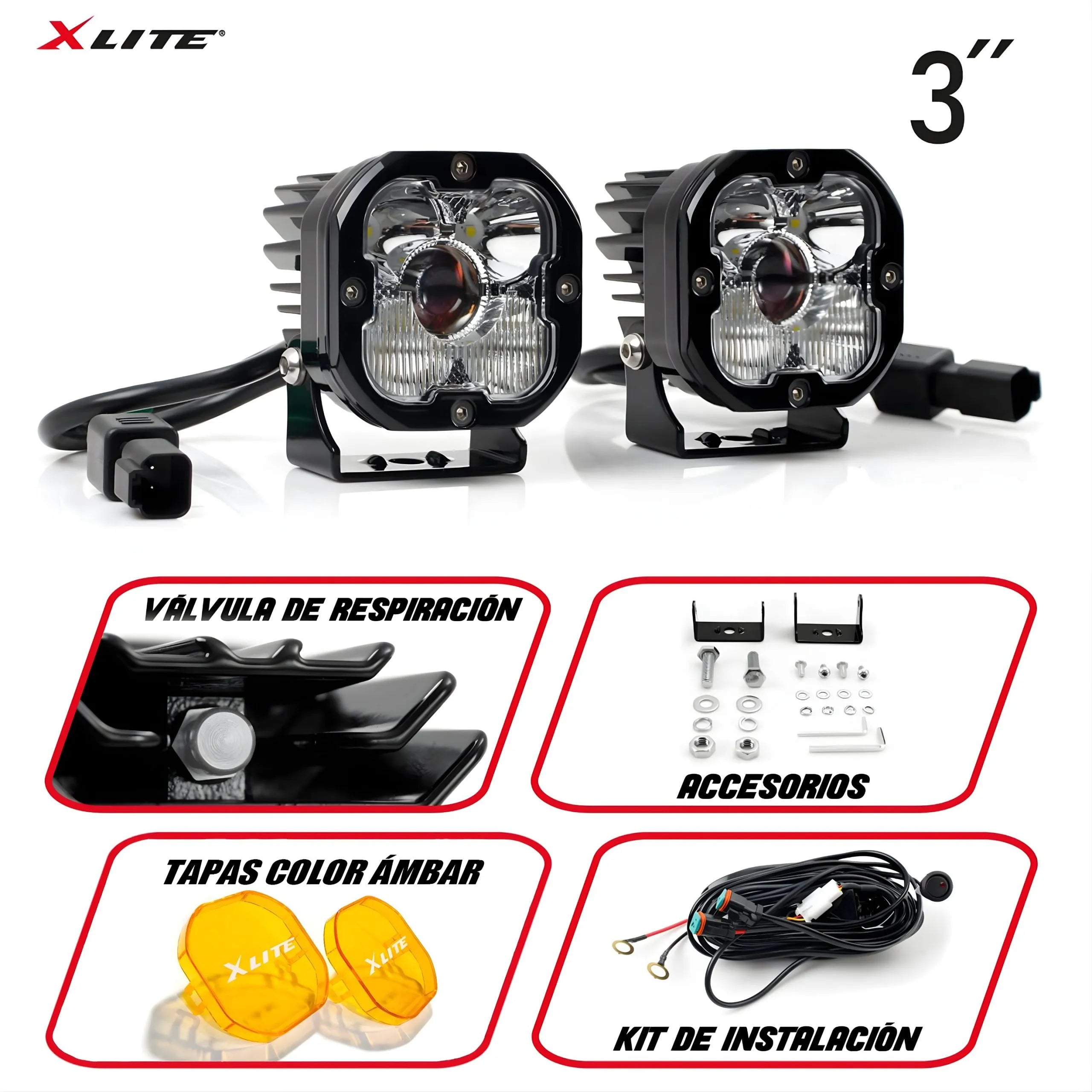 POD LED Xlite 3” Blanco (Par)