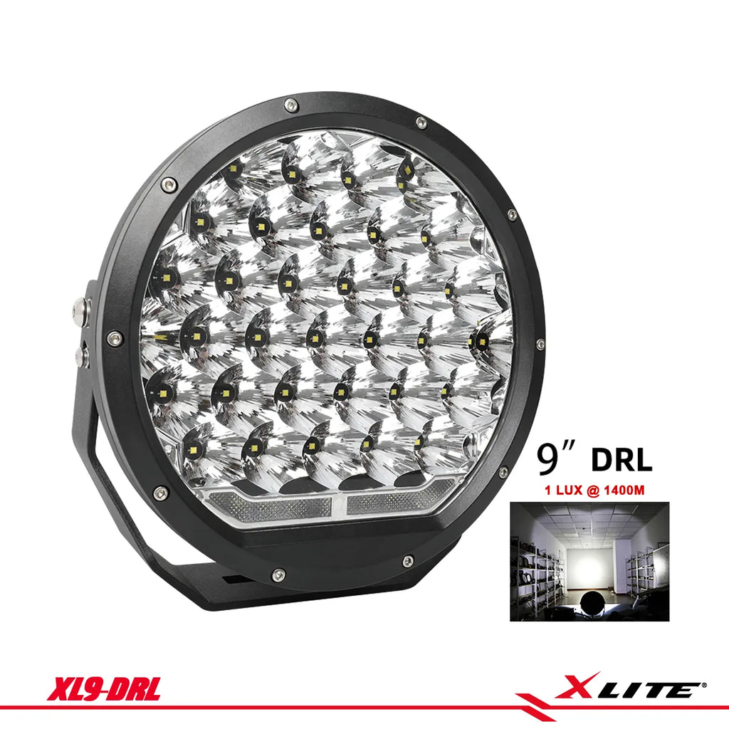 Halógeno de LED redondo con DRL de 9″ (UNIDAD) Blanco XLITE