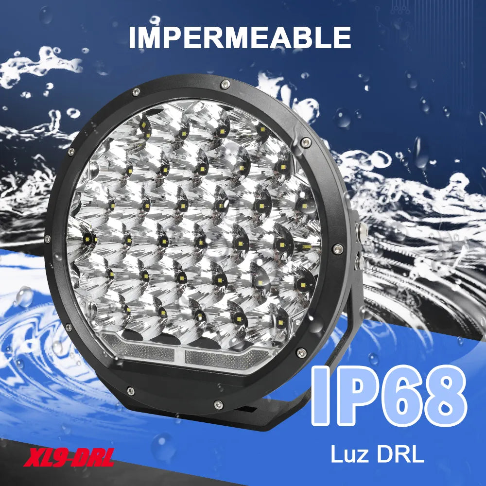 Halógeno de LED redondo con DRL de 9″ (UNIDAD) Blanco XLITE